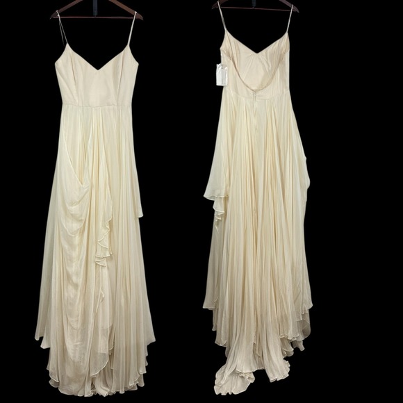 Leanne Marshall Faye Silk Chiffon Gown Ivory Size 12 NWT Bridal Wedding‎ Dress - Picture 4 of 12